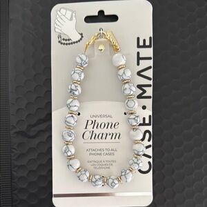 Case-Mate White and Gold Phone Charm